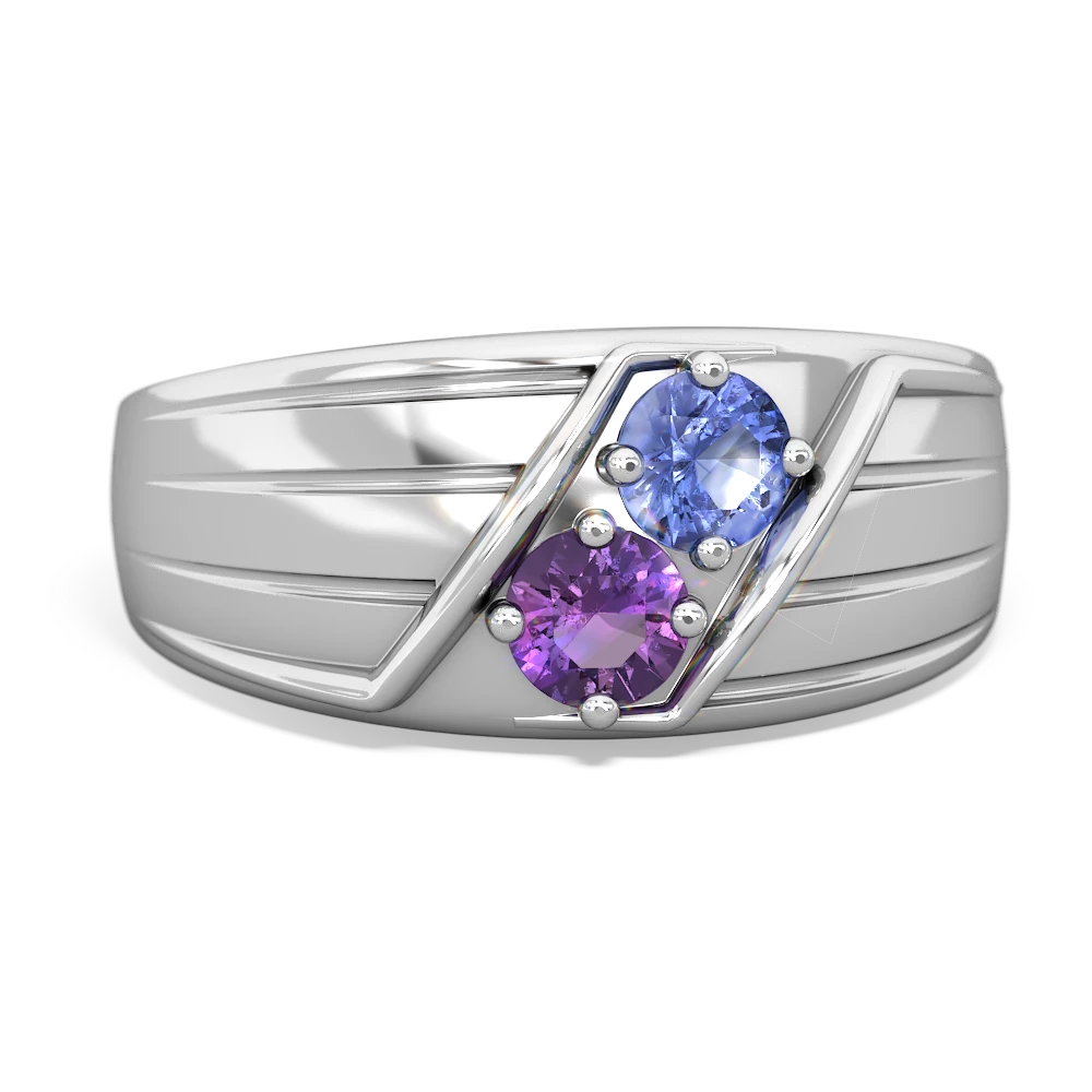 Tanzanite Men's Streamline 14K White Gold ring R0460