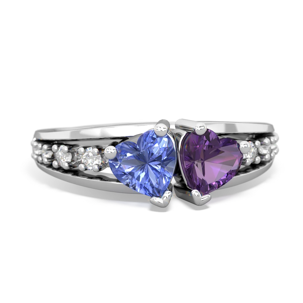 Tanzanite Heart To Heart 14K White Gold ring R3342