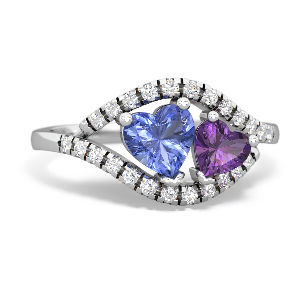 Tanzanite Mother And Child 14K White Gold ring R3010