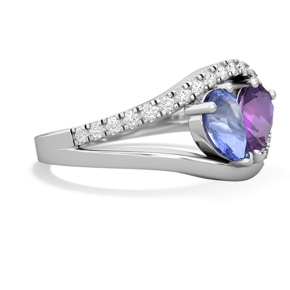 Tanzanite Nestled Heart Keepsake 14K White Gold ring R5650