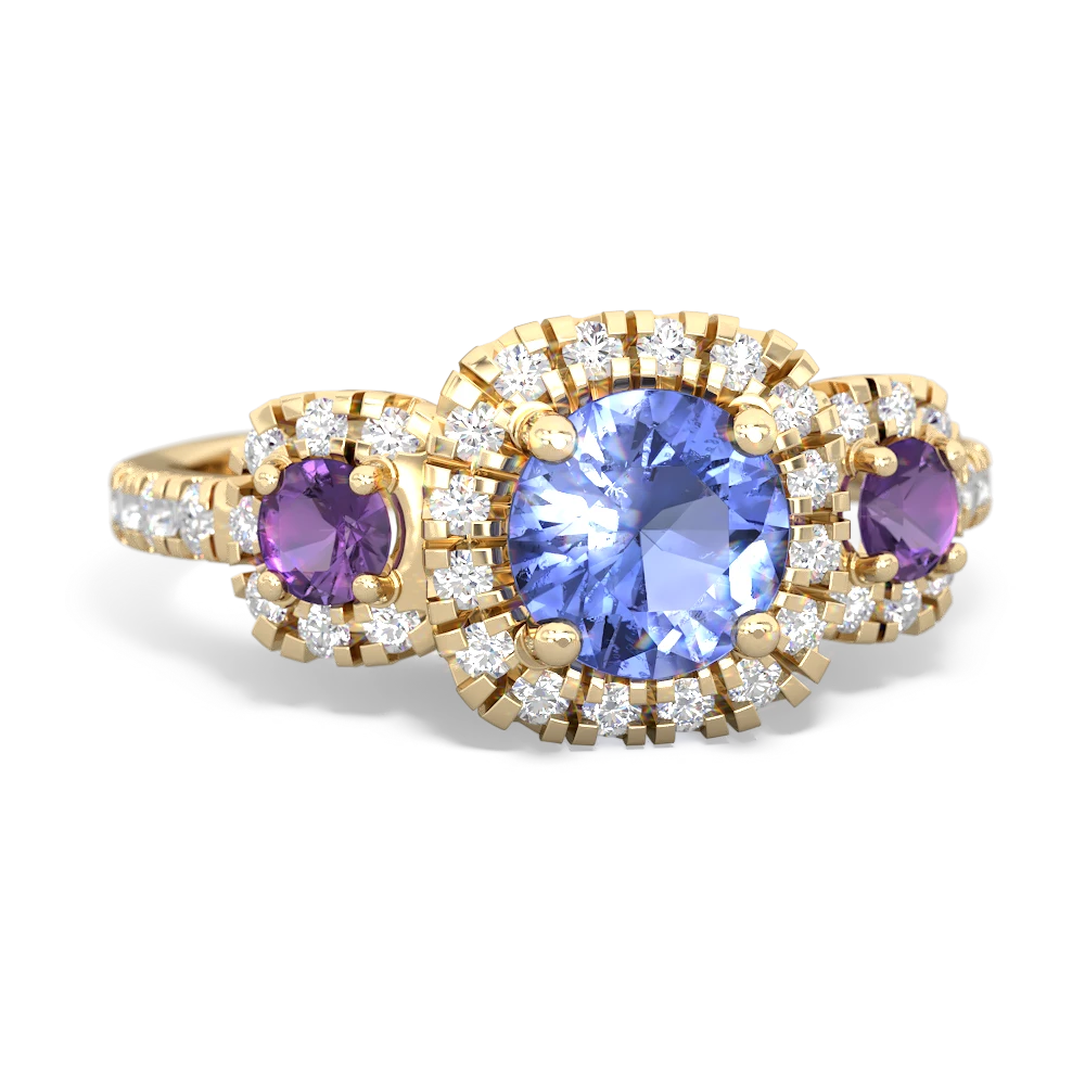 Tanzanite Regal Halo 14K Yellow Gold ring R5350