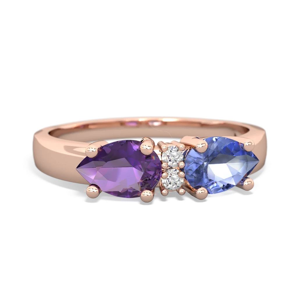 Tanzanite Pear Bowtie 14K Rose Gold ring R0865