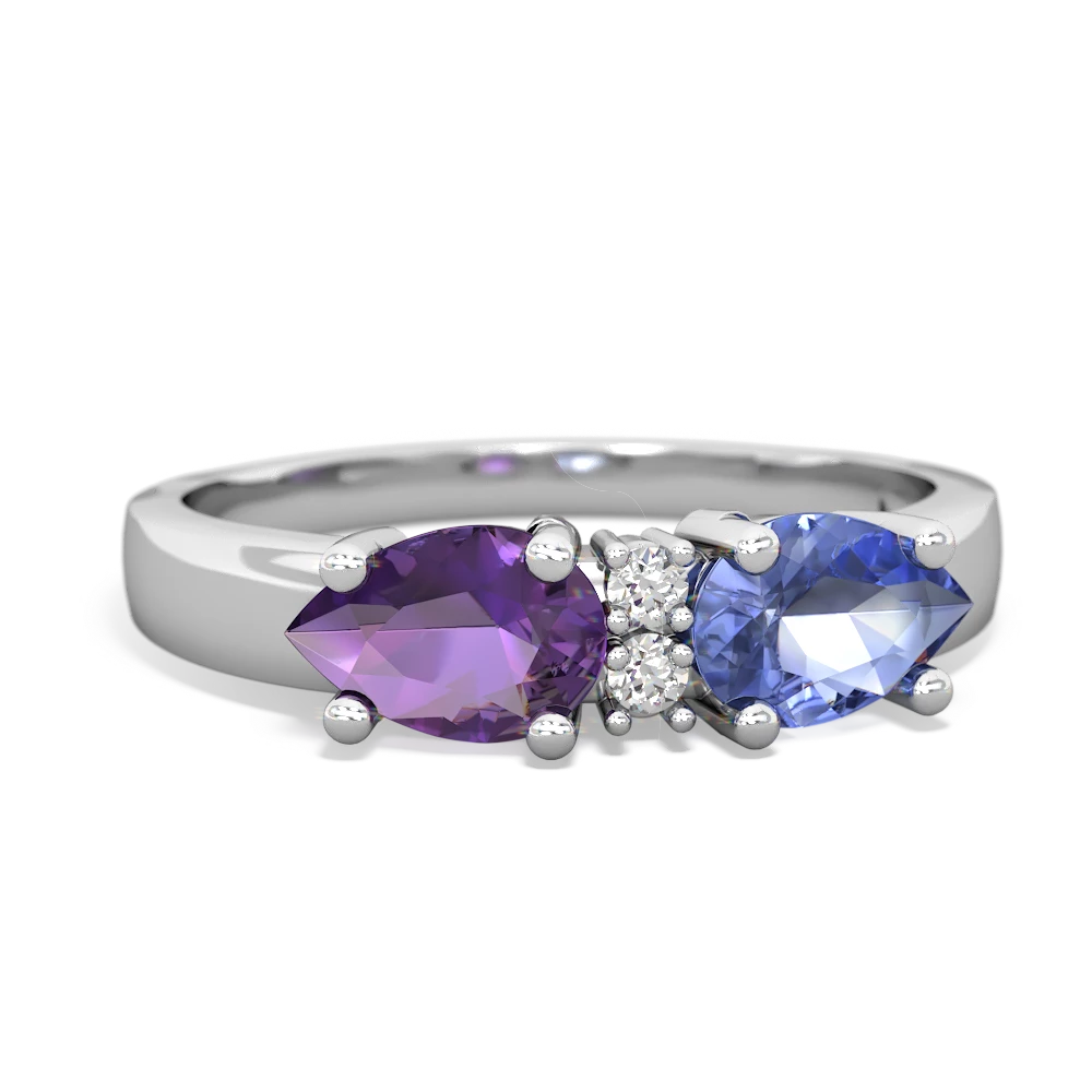 Tanzanite Pear Bowtie 14K White Gold ring R0865