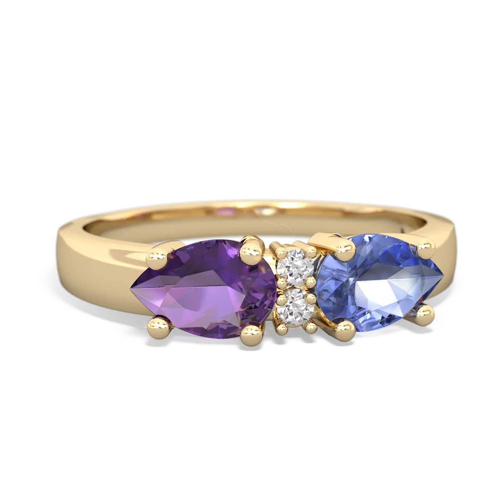 Tanzanite Pear Bowtie 14K Yellow Gold ring R0865