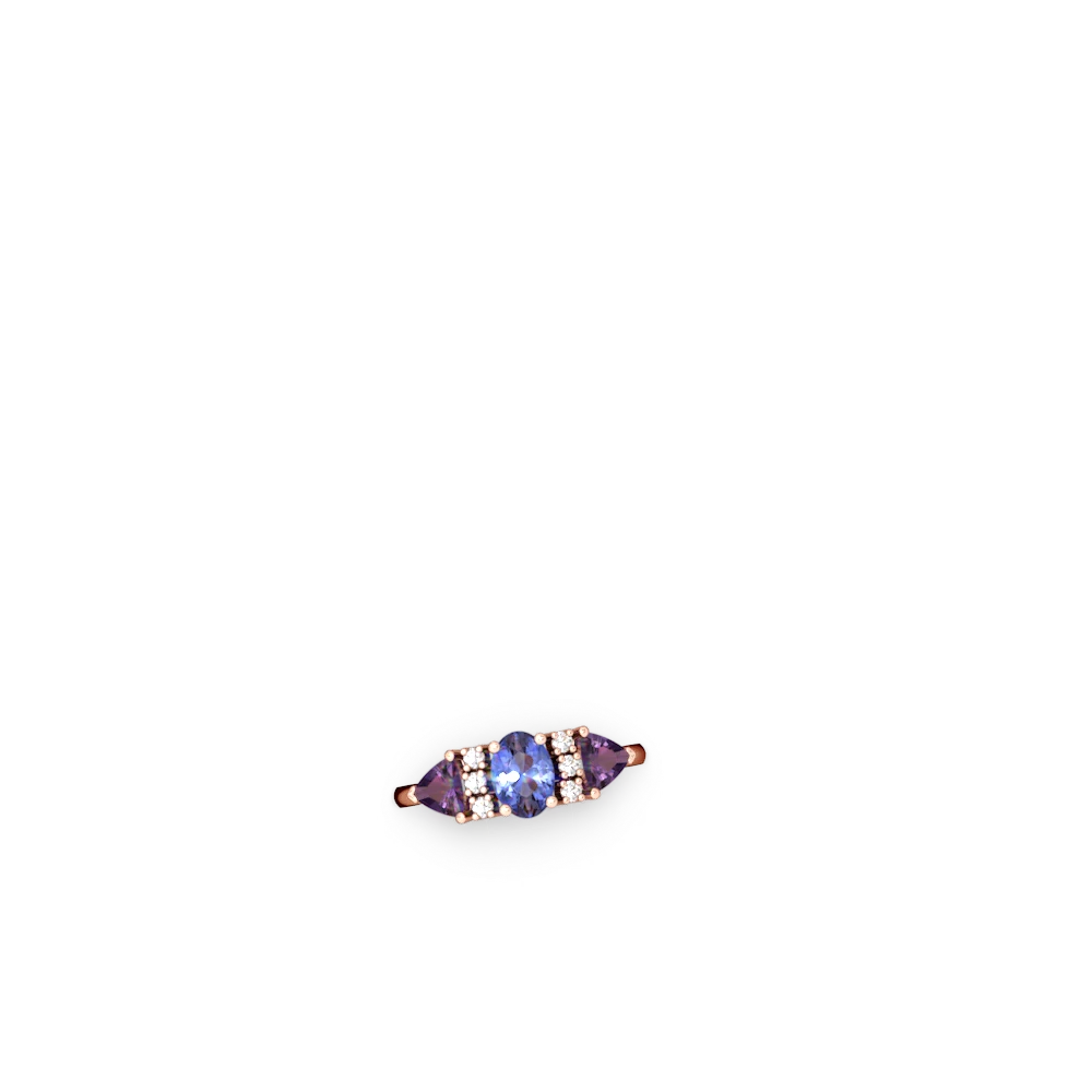 Tanzanite Antique Style Three Stone 14K Rose Gold ring R2186