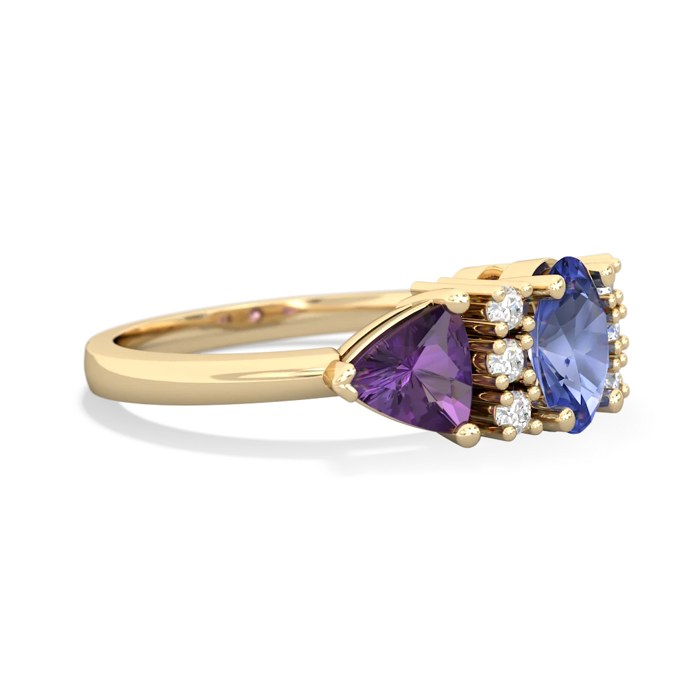 Tanzanite Antique Style Three Stone 14K Yellow Gold ring R2186