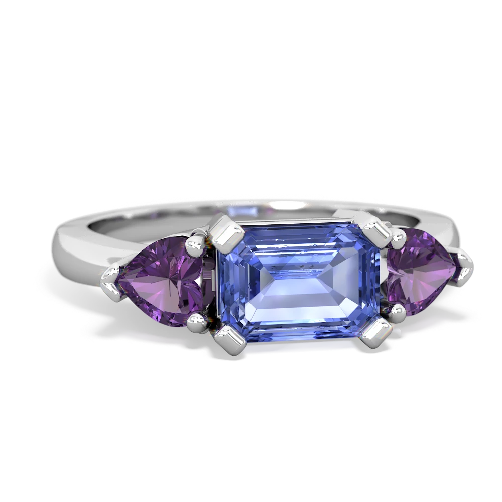 Tanzanite Three Stone 14K White Gold ring R5235