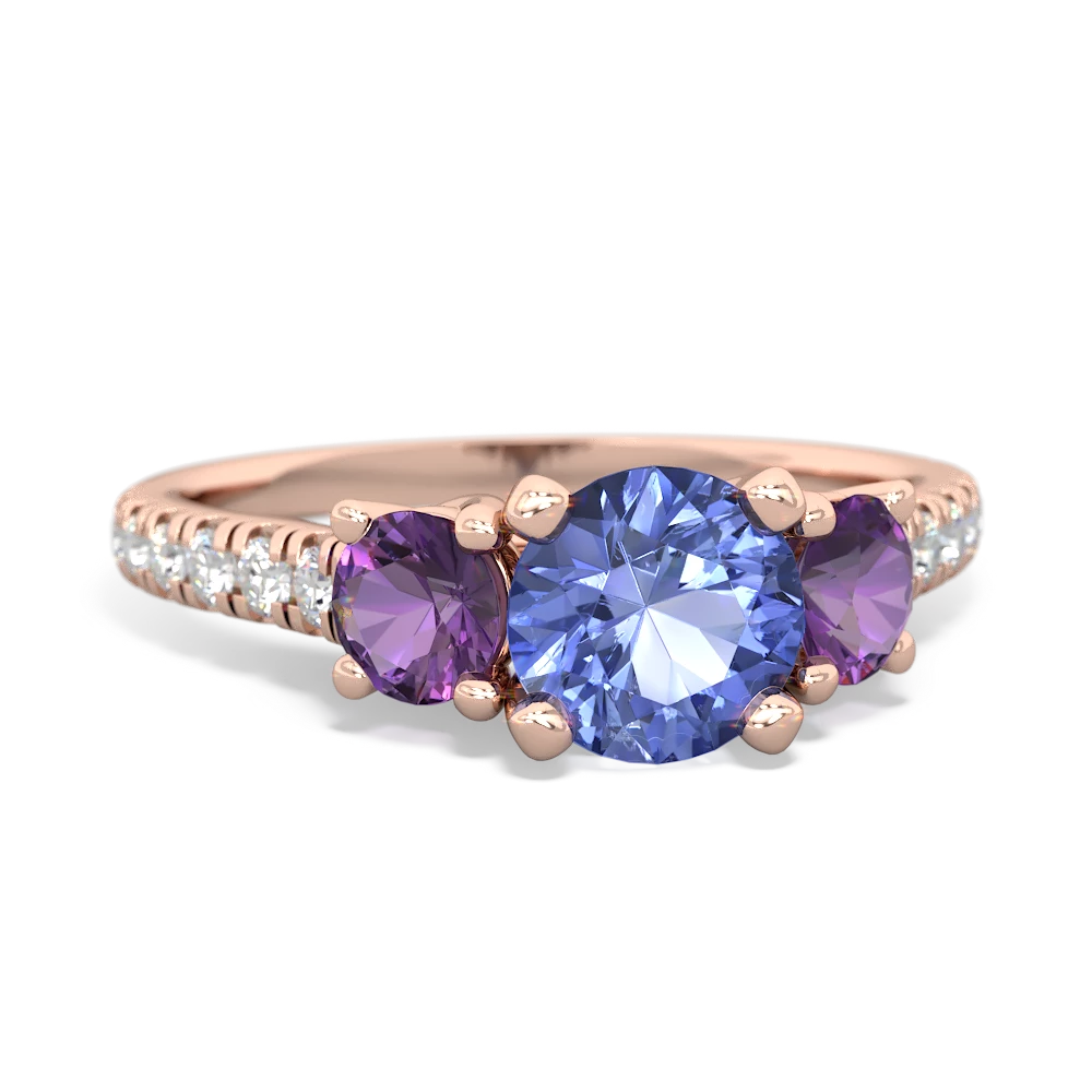 Tanzanite Pave Trellis 14K Rose Gold ring R5500