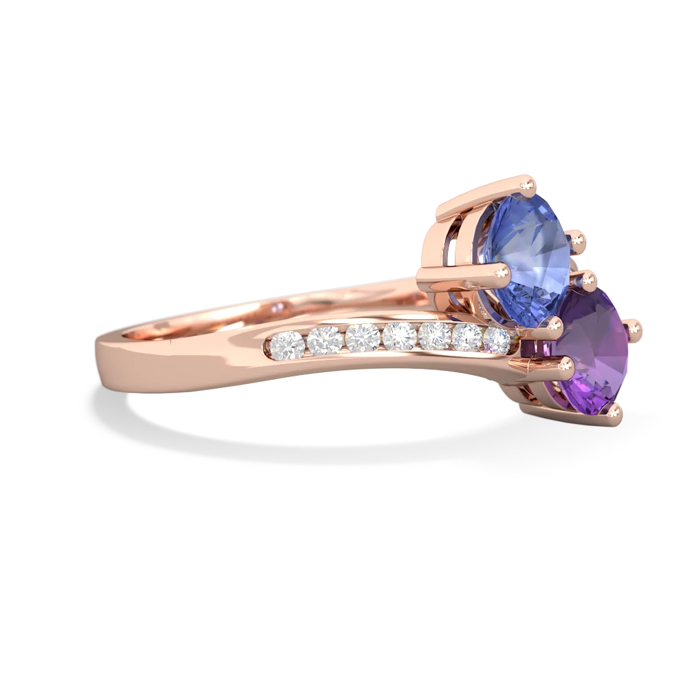 Tanzanite Channel Set Two Stone 14K Rose Gold ring R5303