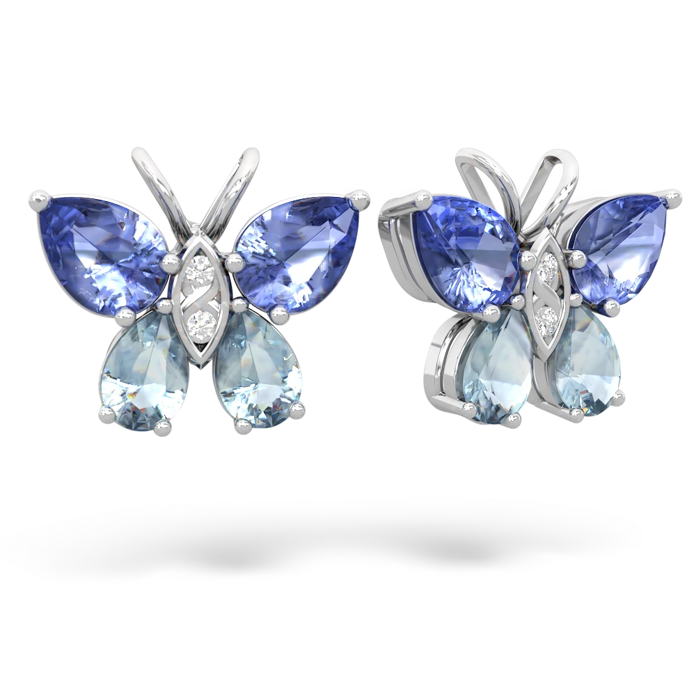 Tanzanite Butterfly 14K White Gold earrings E2215