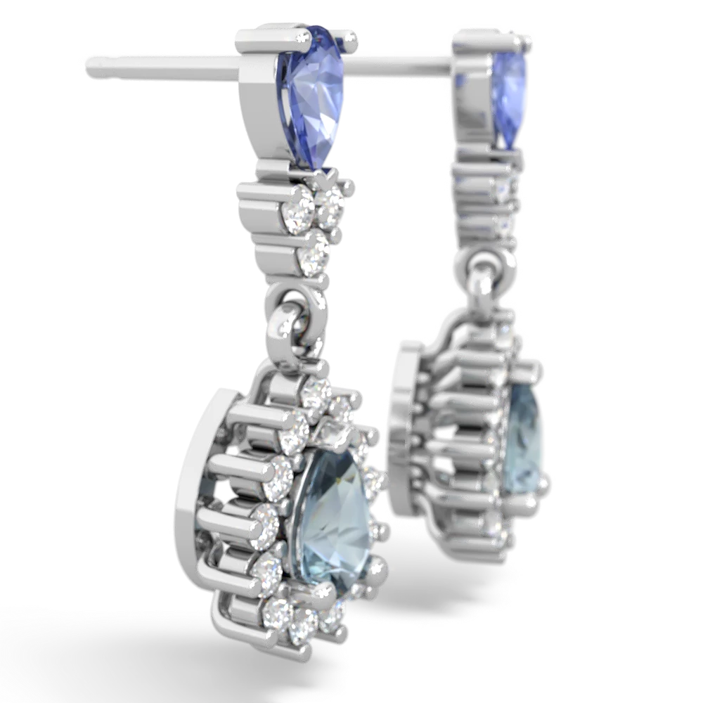 Tanzanite Halo Pear Dangle 14K White Gold earrings E1882