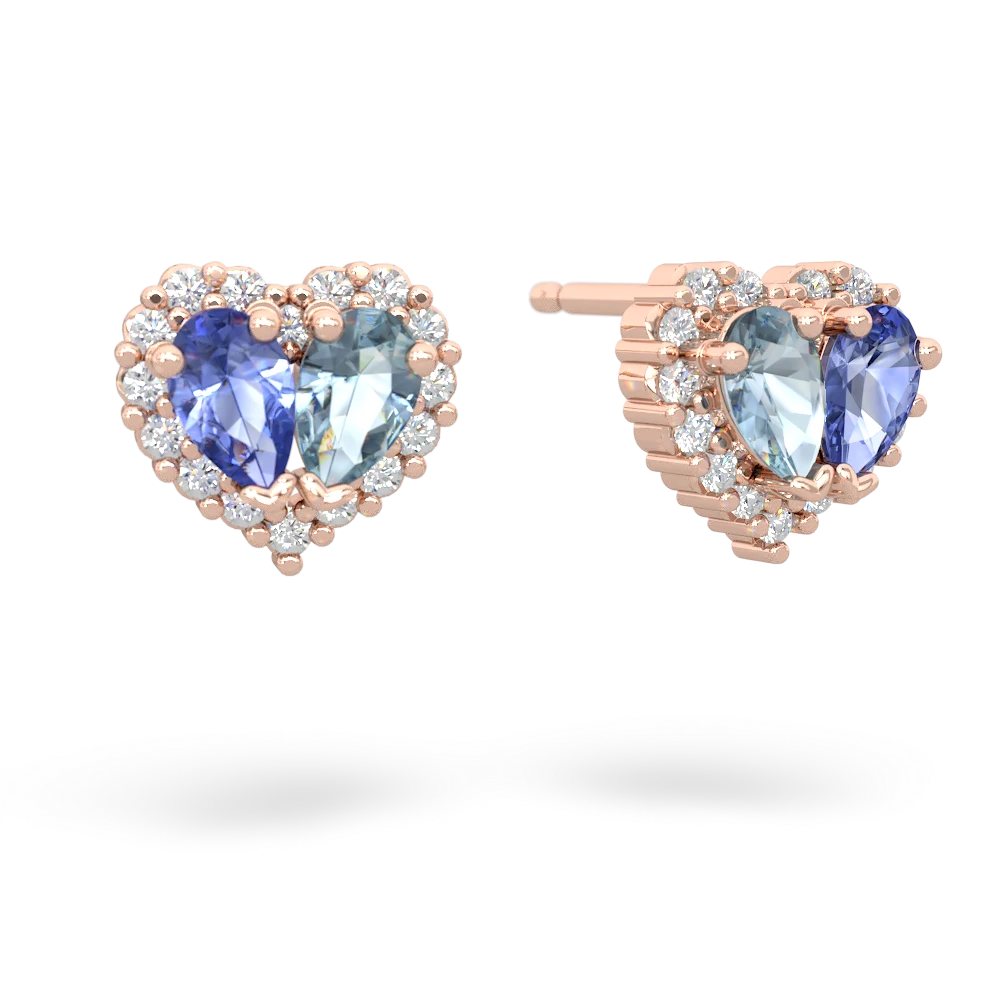 Tanzanite Halo 14K Rose Gold earrings E7008