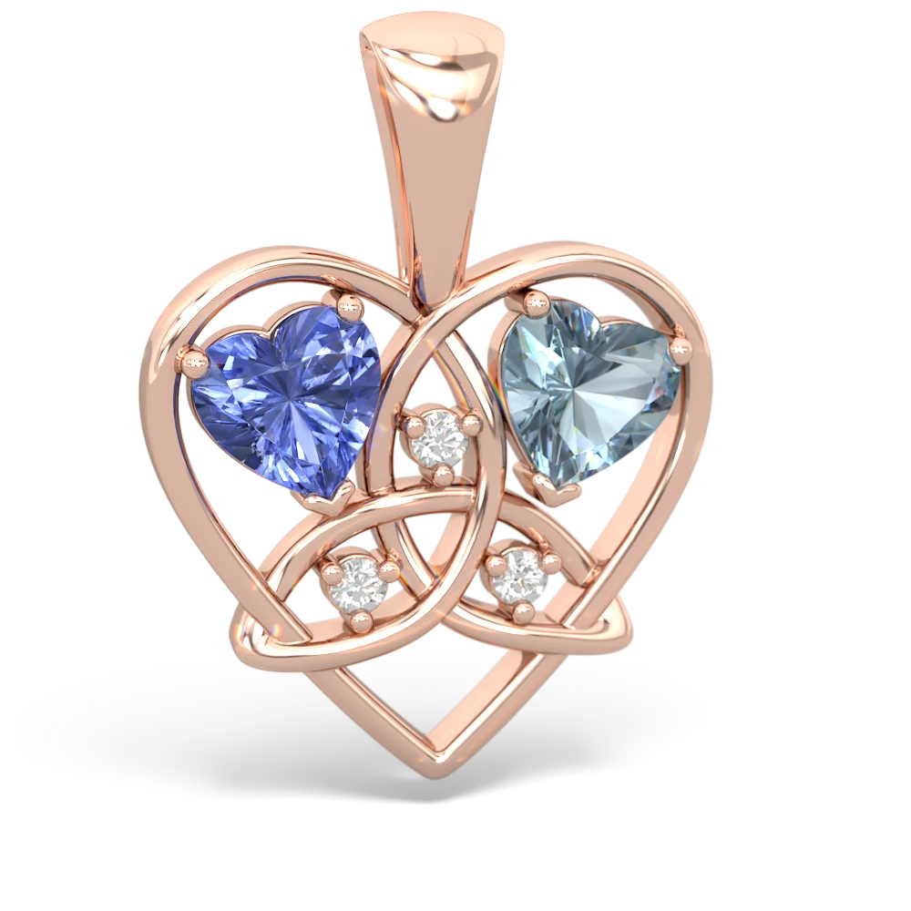 Tanzanite Celtic Trinity Heart 14K Rose Gold pendant P5331