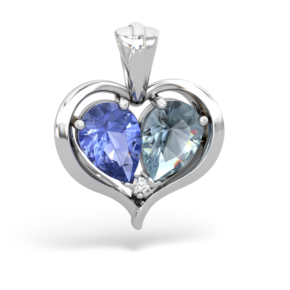 Tanzanite Two Become One 14K White Gold pendant P5330