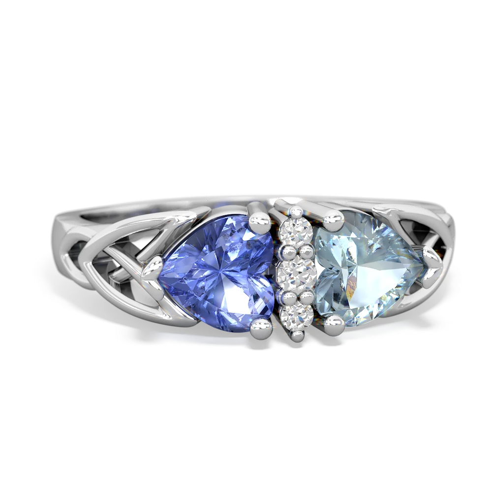 Tanzanite Celtic Knot Double Heart 14K White Gold ring R5040