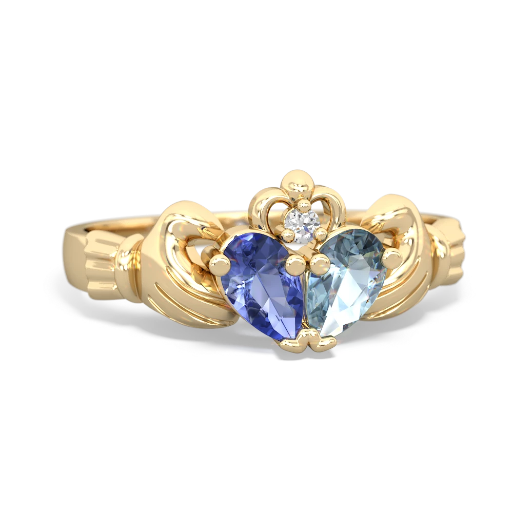 Tanzanite 'Our Heart' Claddagh 14K Yellow Gold ring R2388