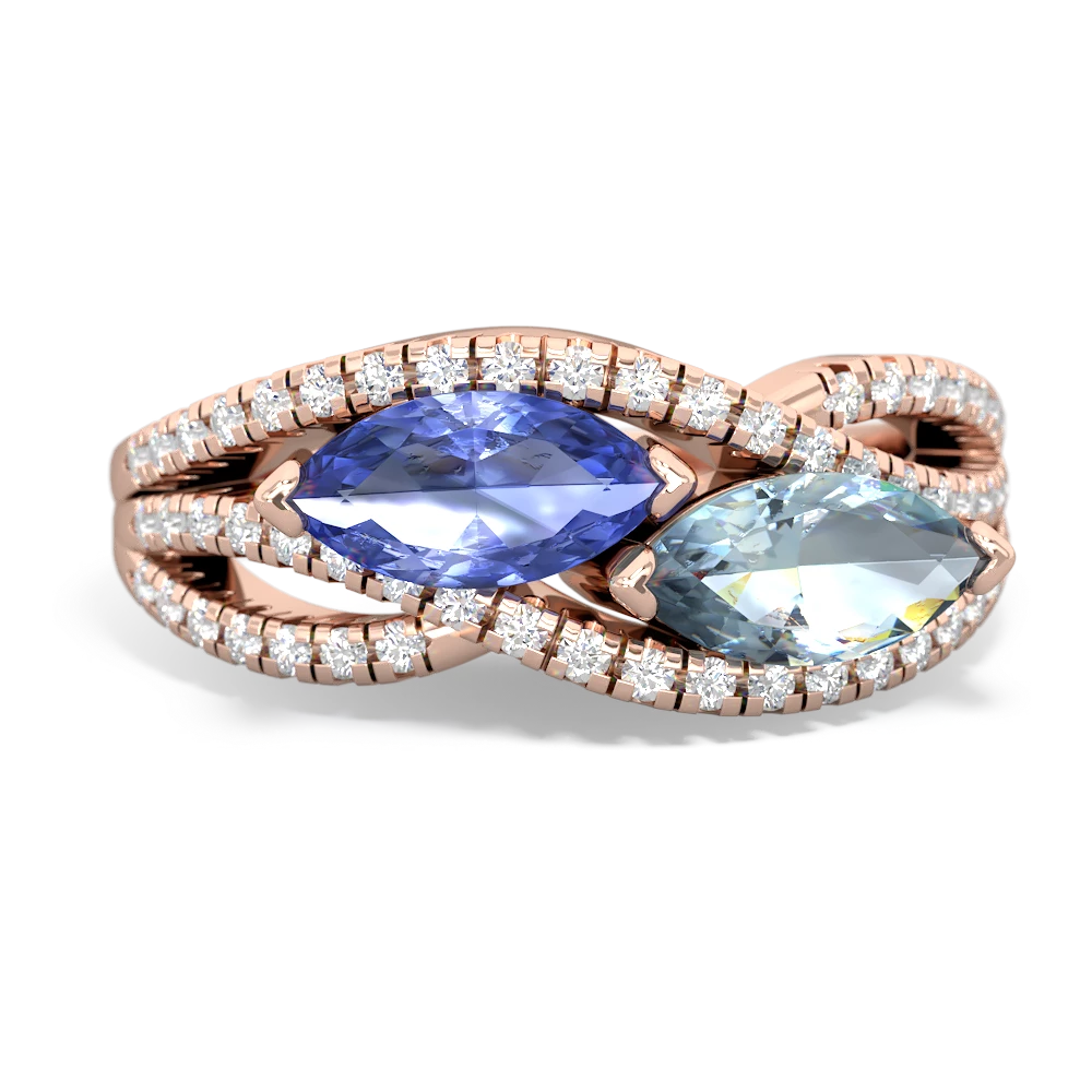 Tanzanite Diamond Rivers 14K Rose Gold ring R3070