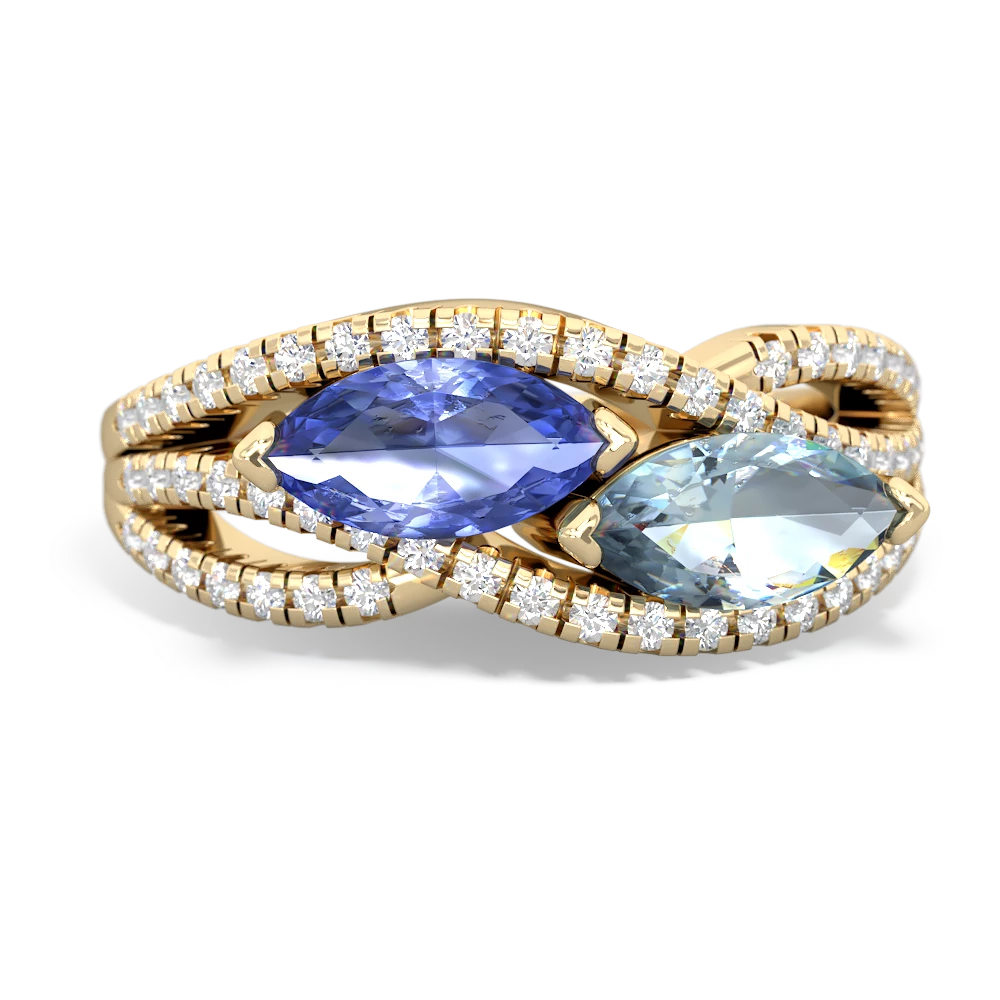 Tanzanite Diamond Rivers 14K Yellow Gold ring R3070