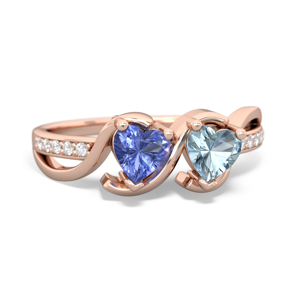 Tanzanite Side By Side 14K Rose Gold ring R3090