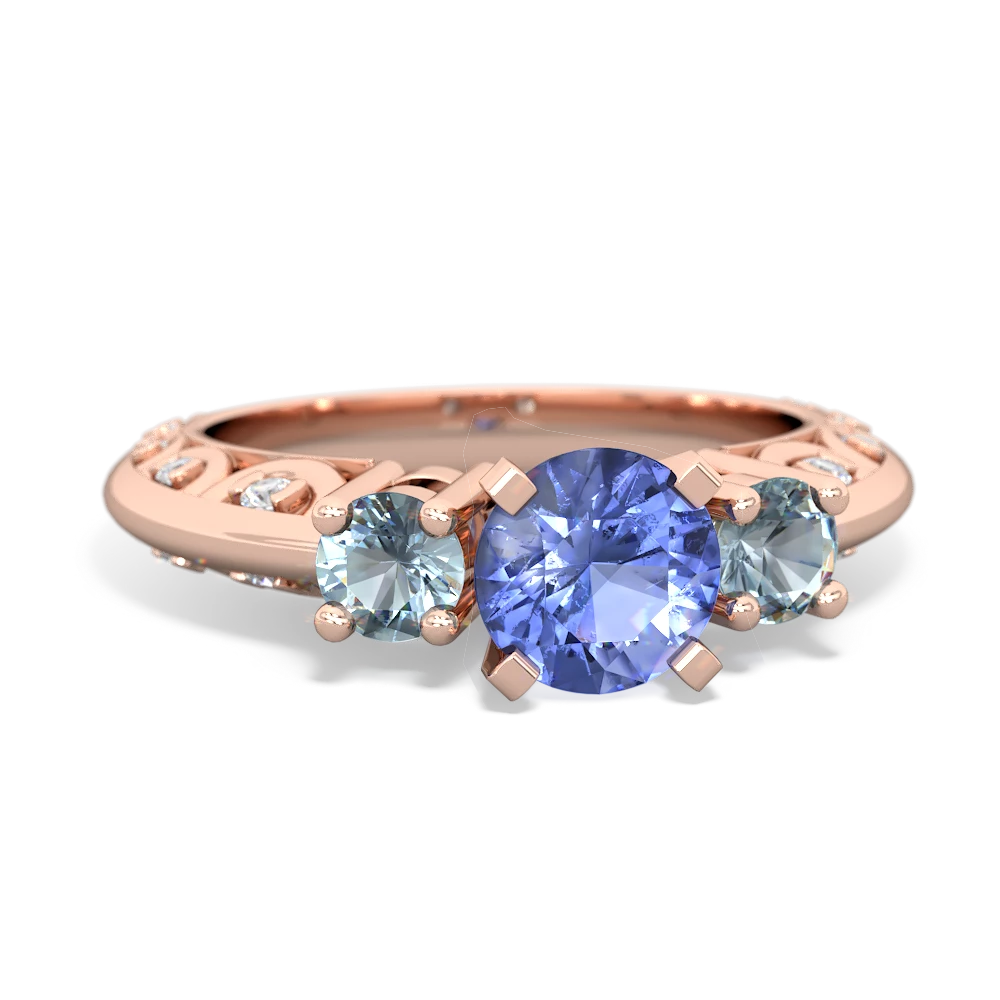 Tanzanite Art Deco Eternal Embrace Engagement 14K Rose Gold ring C2003