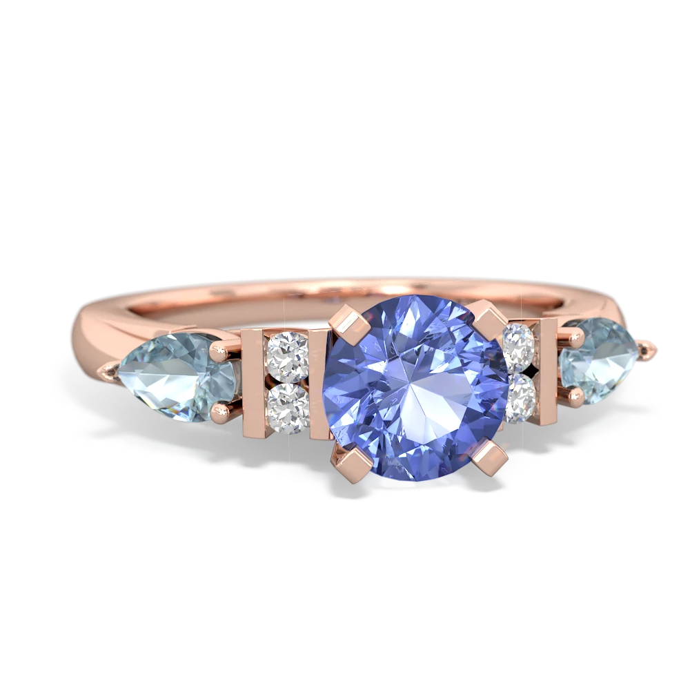 Tanzanite 6Mm Round Eternal Embrace Engagement 14K Rose Gold ring R2005