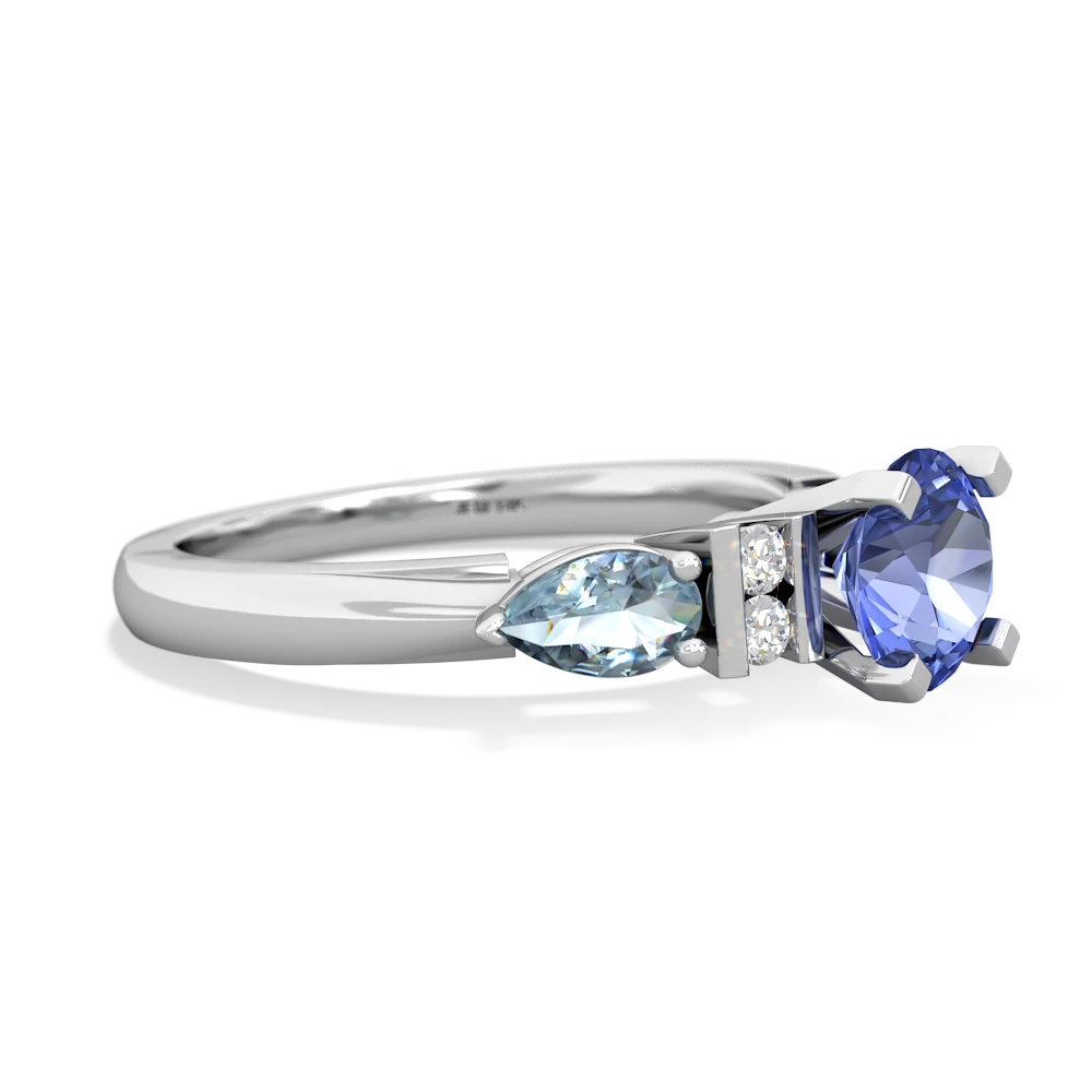 Tanzanite 6Mm Round Eternal Embrace Engagement 14K White Gold ring R2005