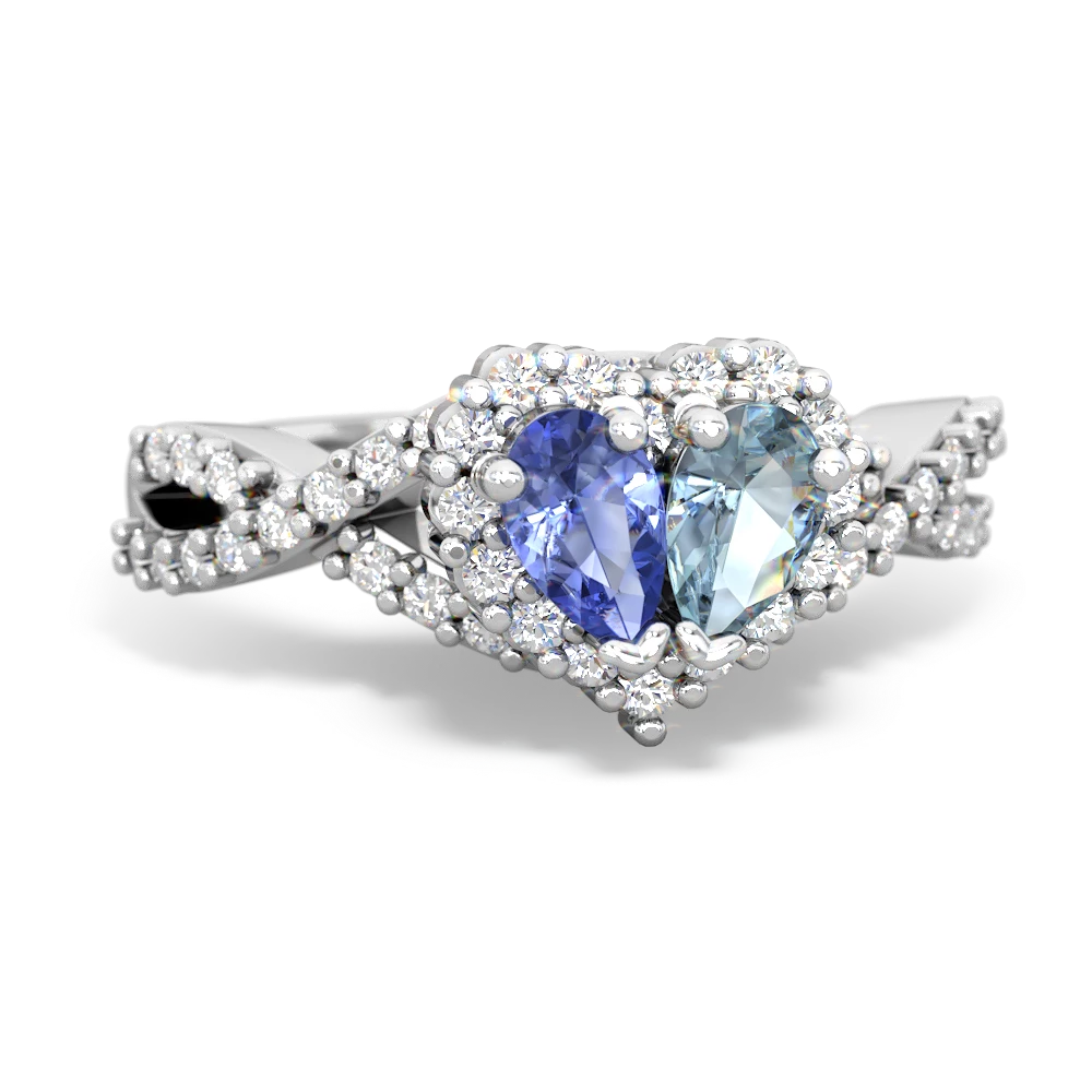 Tanzanite Diamond Twist 'One Heart' 14K White Gold ring R2640HRT