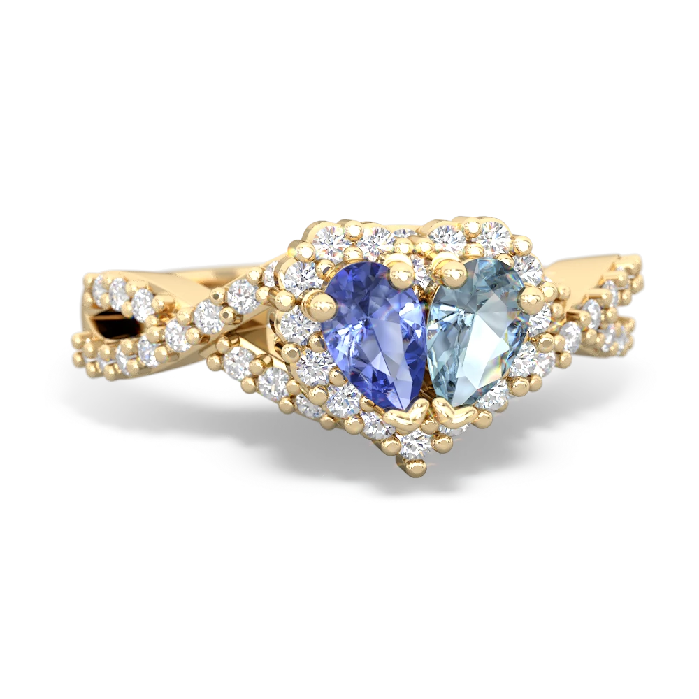 Tanzanite Diamond Twist 'One Heart' 14K Yellow Gold ring R2640HRT