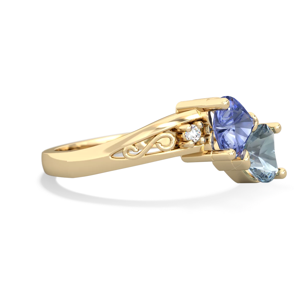 Tanzanite Snuggling Hearts 14K Yellow Gold ring R2178