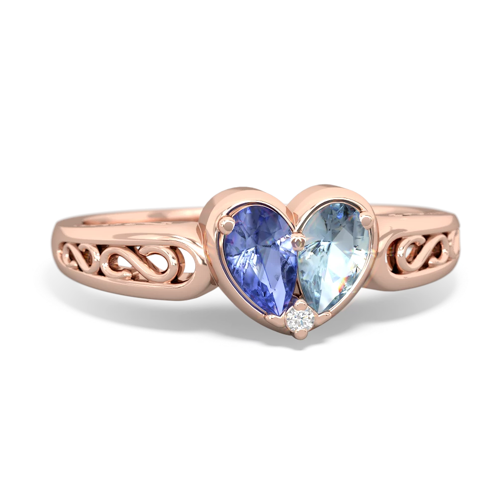 Tanzanite Filligree 'One Heart' 14K Rose Gold ring R5070