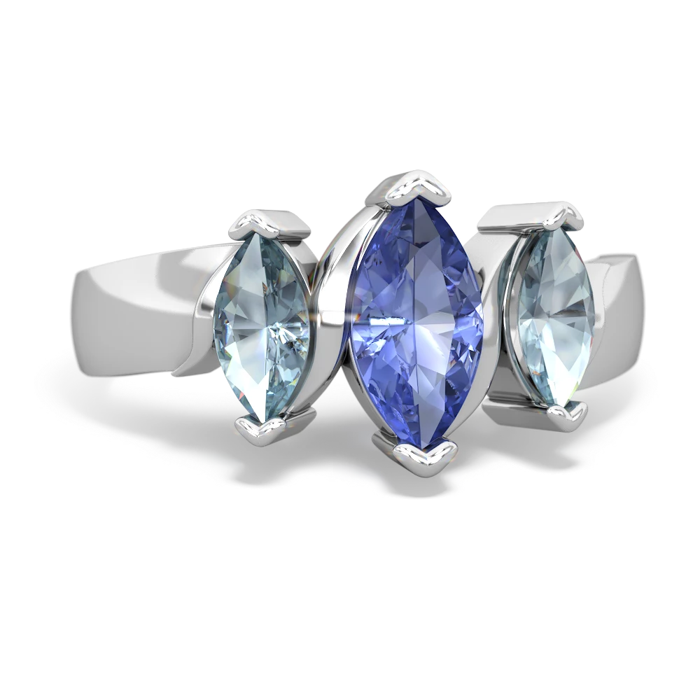 Tanzanite Three Peeks 14K White Gold ring R2433