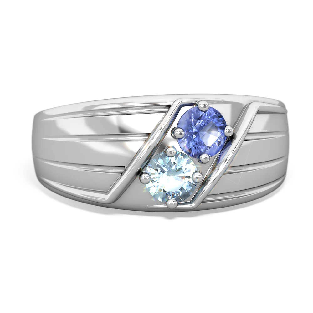 Tanzanite Men's Streamline 14K White Gold ring R0460