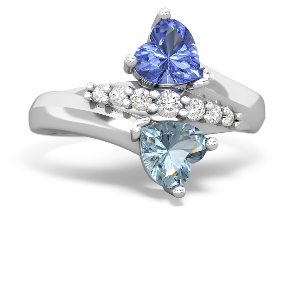 Tanzanite Heart To Heart 14K White Gold ring R2064