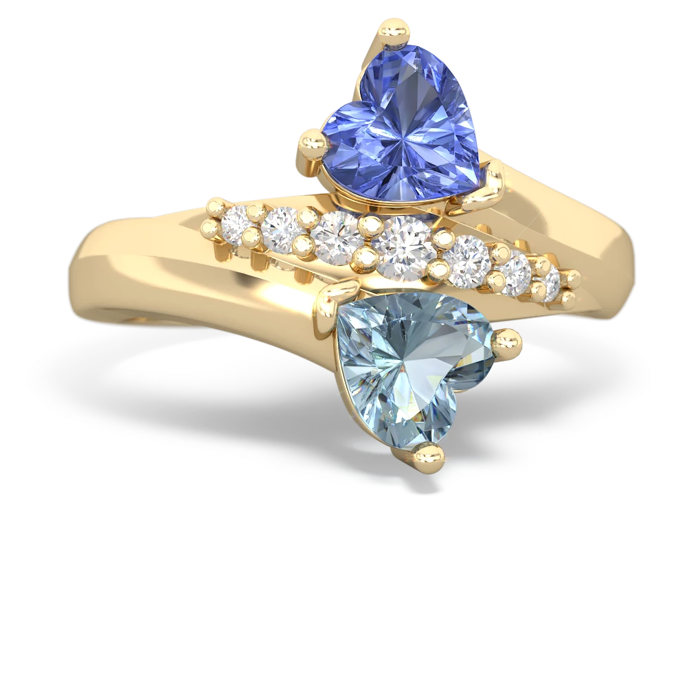 Tanzanite Heart To Heart 14K Yellow Gold ring R2064