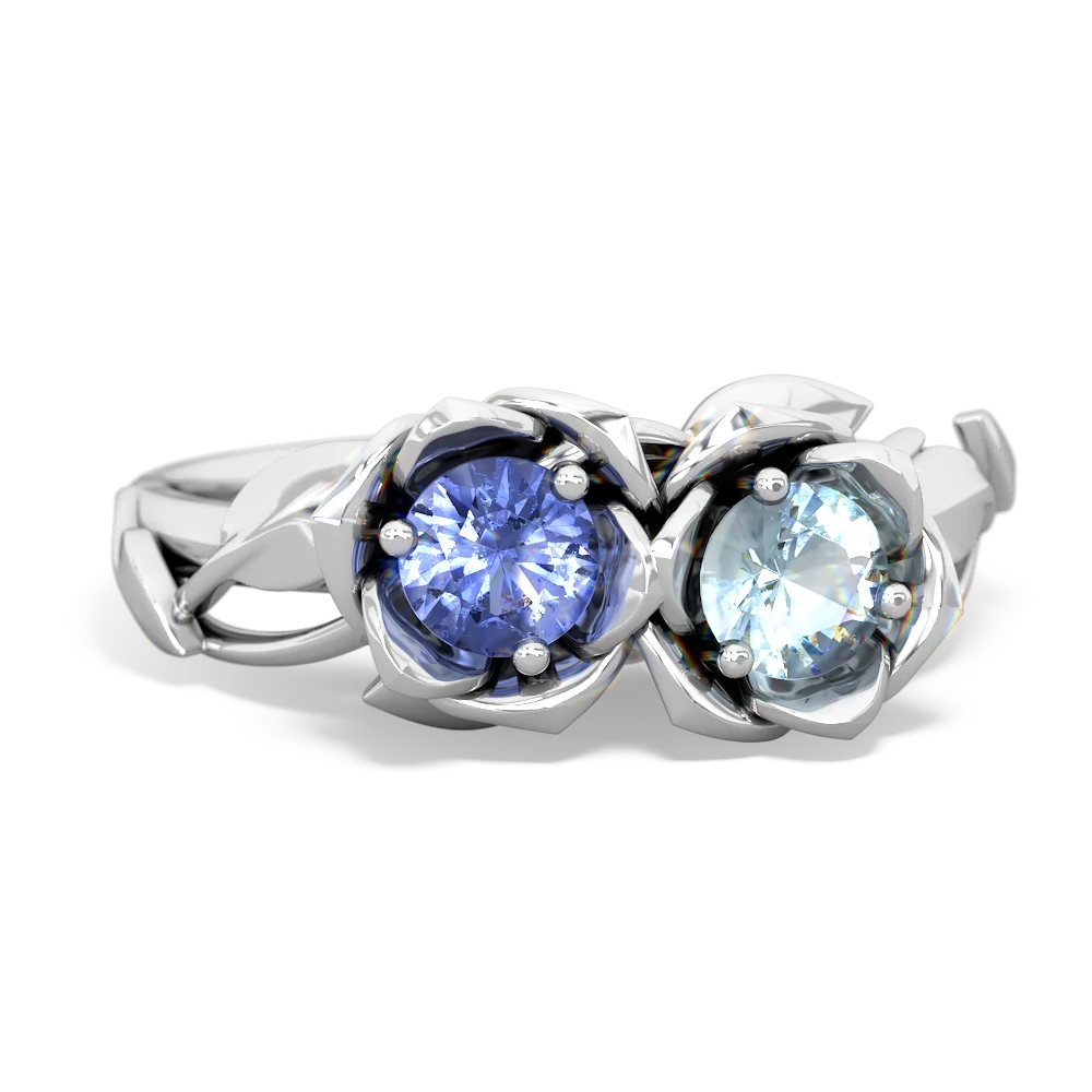 Tanzanite Rose Garden 14K White Gold ring R5510