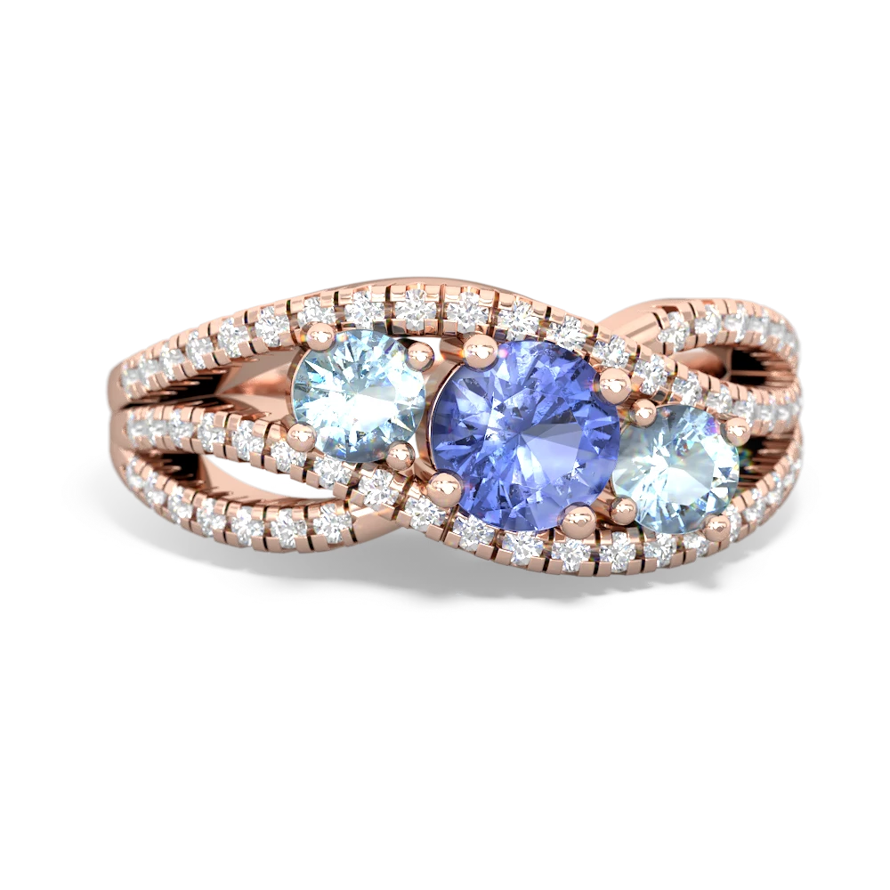 Tanzanite Three Stone Aurora 14K Rose Gold ring R3080