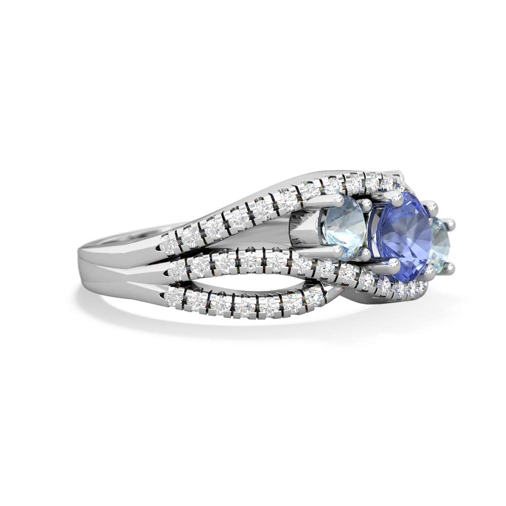 Tanzanite Three Stone Aurora 14K White Gold ring R3080