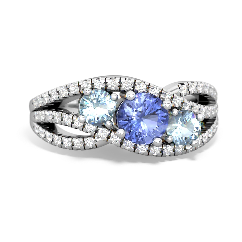 Tanzanite Three Stone Aurora 14K White Gold ring R3080