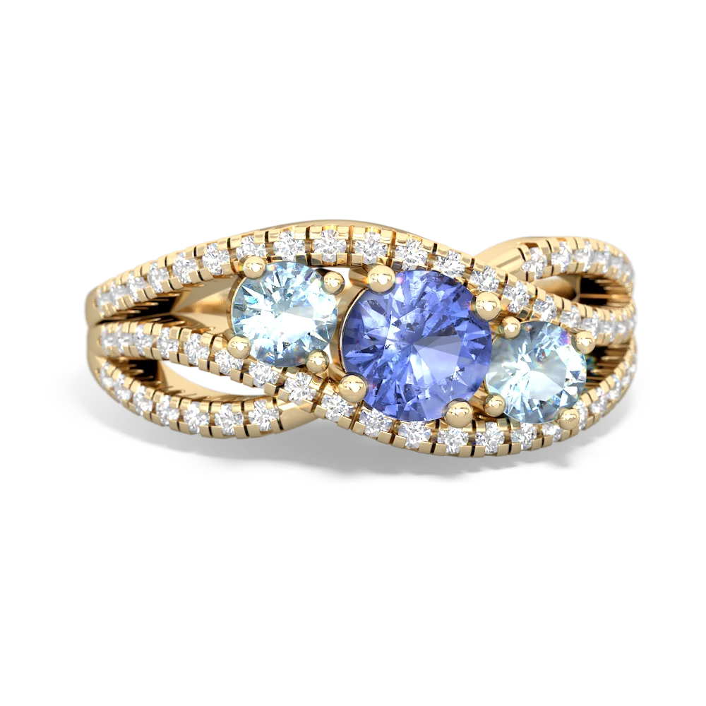 Tanzanite Three Stone Aurora 14K Yellow Gold ring R3080