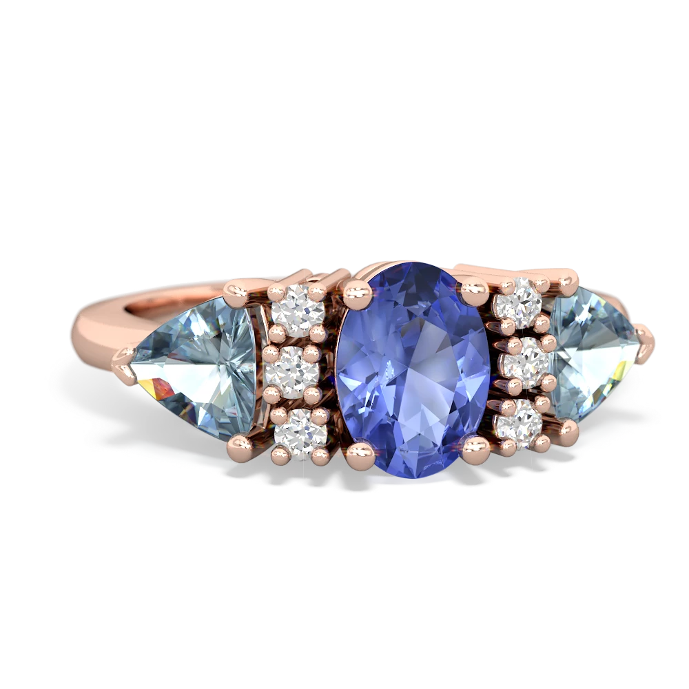 Tanzanite Antique Style Three Stone 14K Rose Gold ring R2186