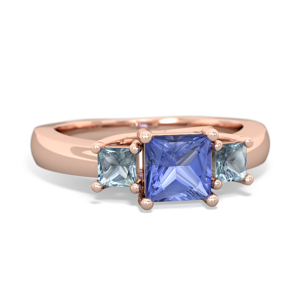 Tanzanite Three Stone Trellis 14K Rose Gold ring R4015