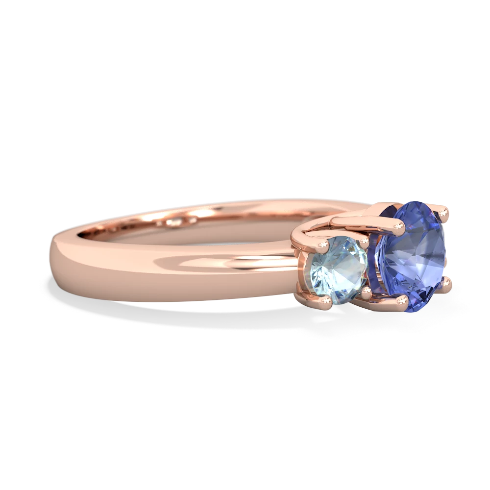 Tanzanite Three Stone Round Trellis 14K Rose Gold ring R4018