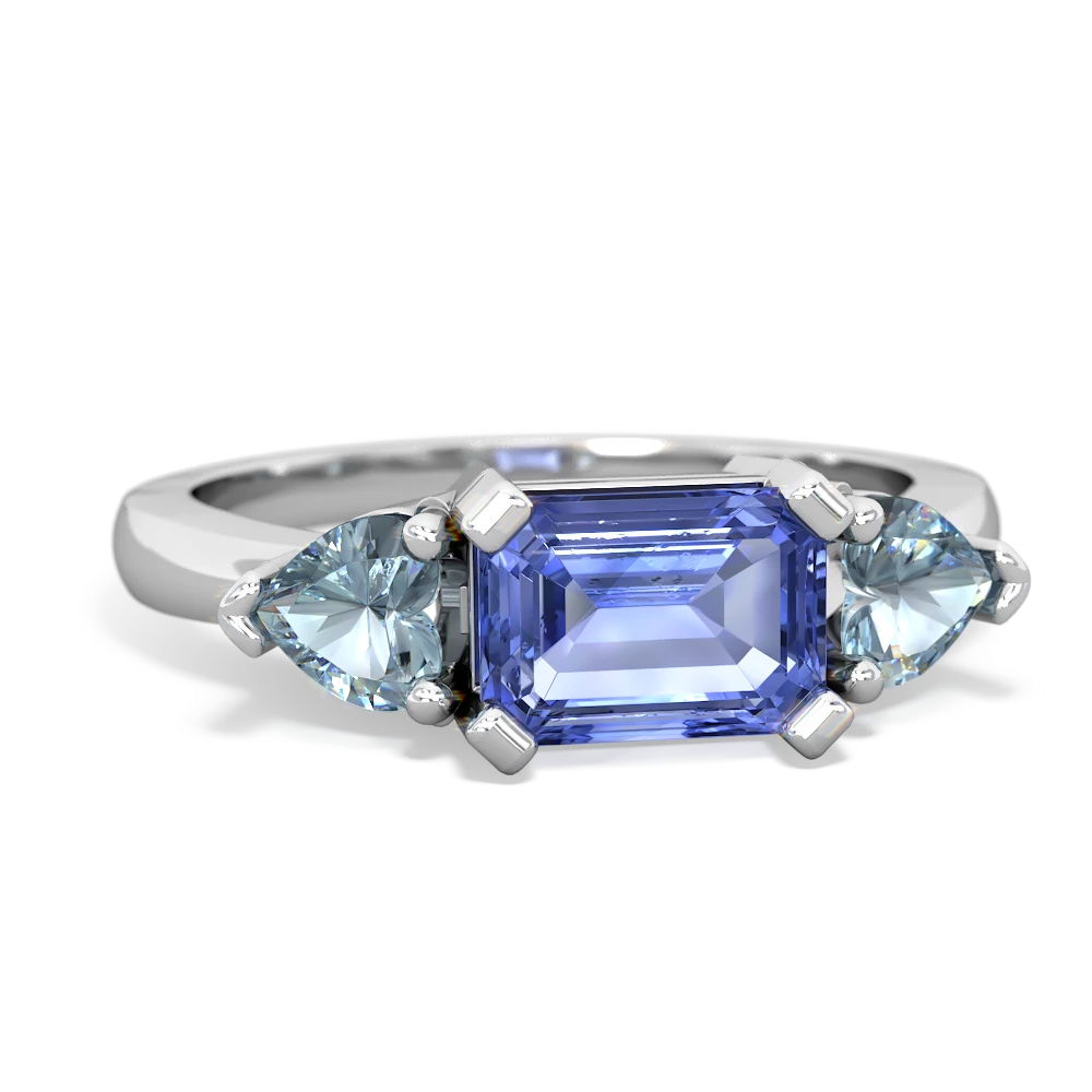 Tanzanite Three Stone 14K White Gold ring R5235