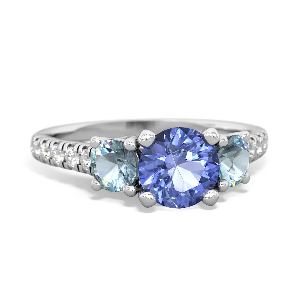 Tanzanite Pave Trellis 14K White Gold ring R5500