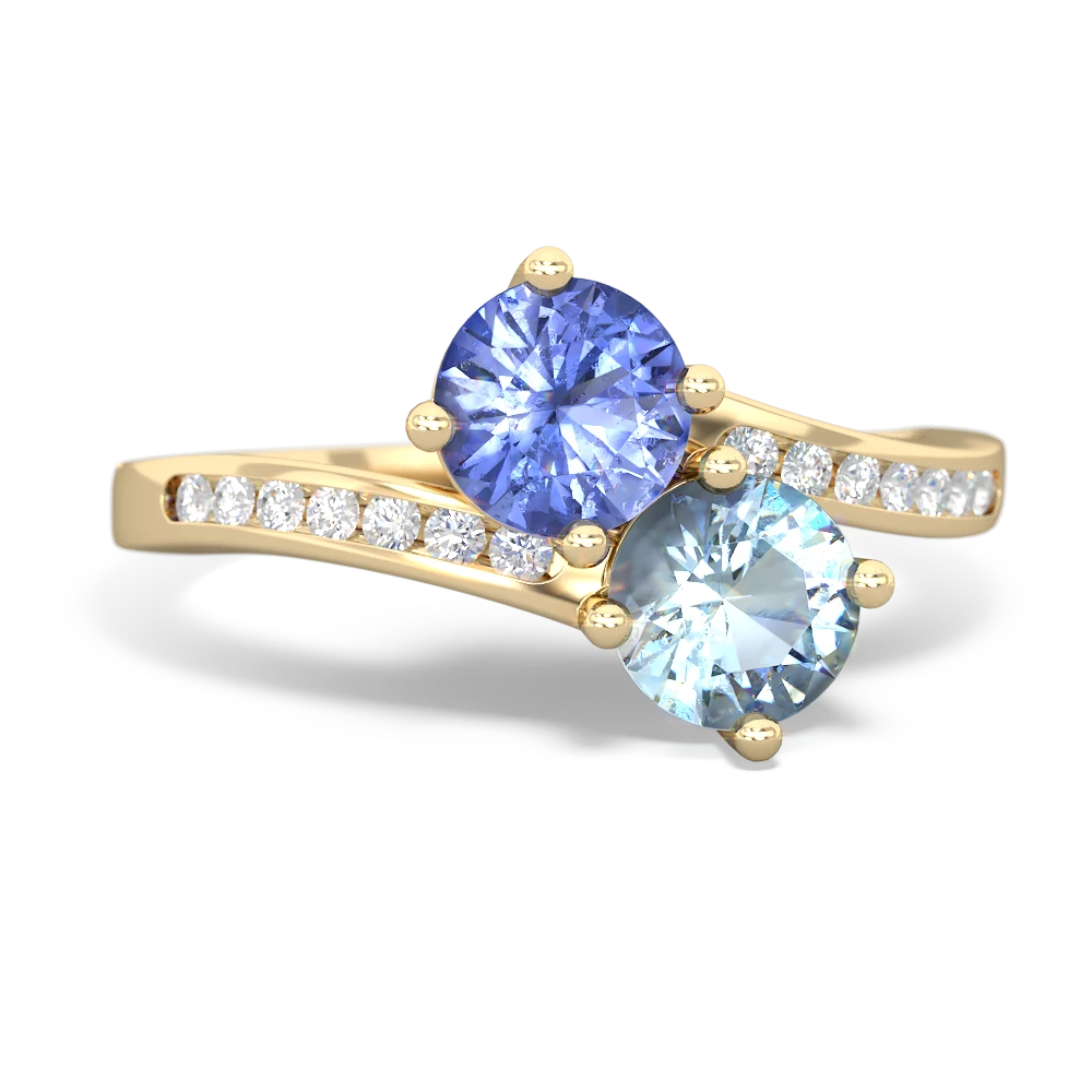 Tanzanite Channel Set Two Stone 14K Yellow Gold ring R5303