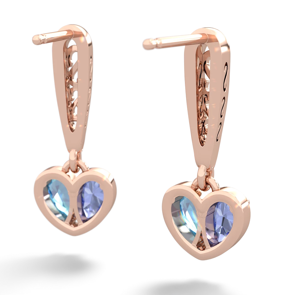 Tanzanite Filligree Heart 14K Rose Gold earrings E5070