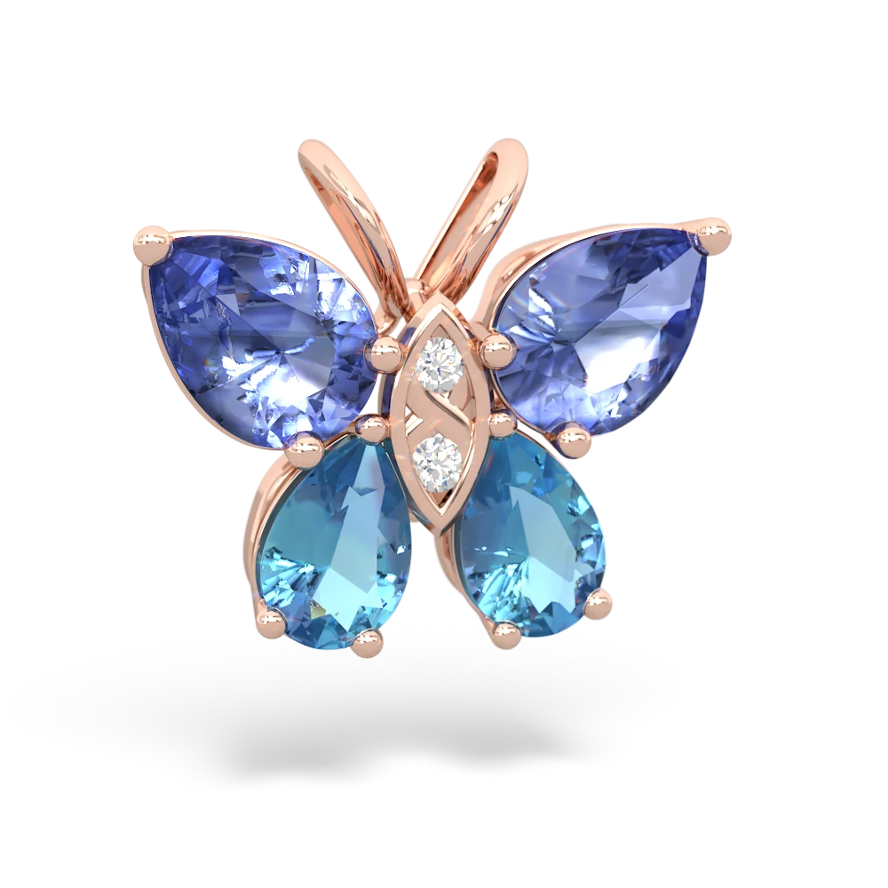 Tanzanite Butterfly 14K Rose Gold pendant P2215