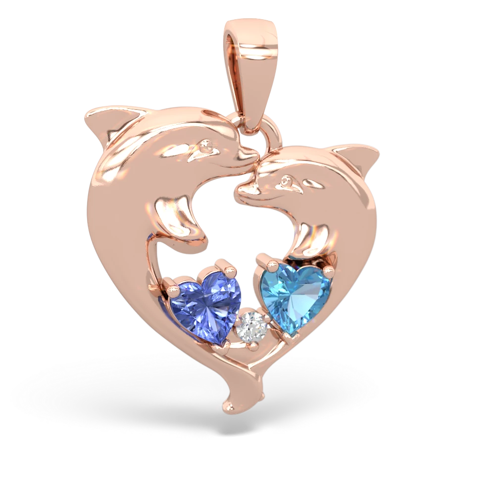 Tanzanite Dolphin Heart 14K Rose Gold pendant P5820