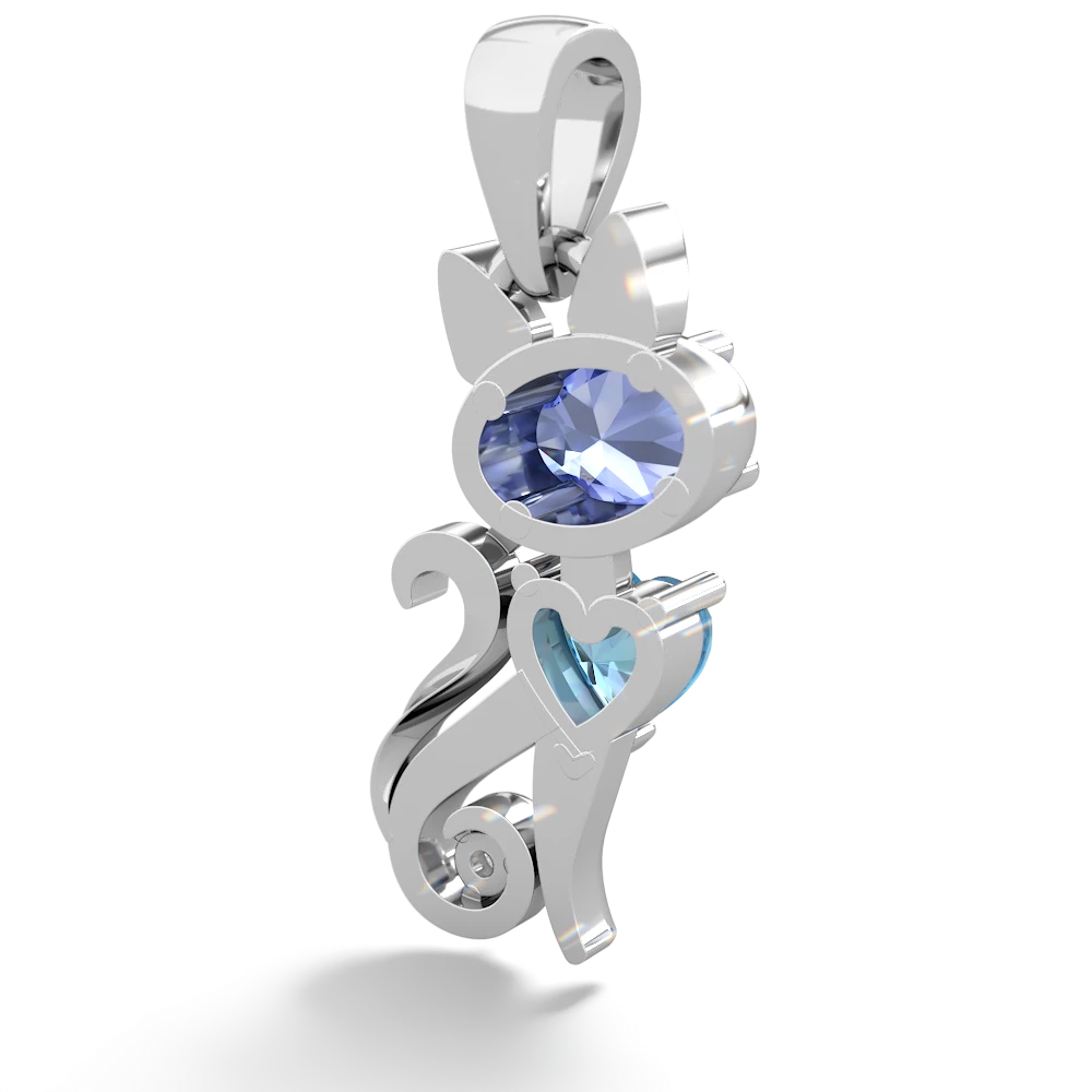 Tanzanite Kitten 14K White Gold pendant P5780