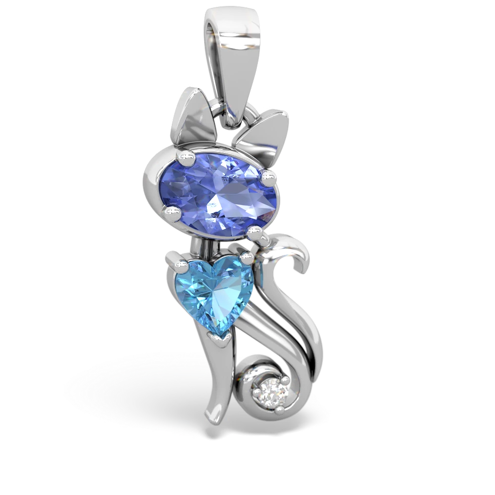 Tanzanite Kitten 14K White Gold pendant P5780